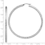 Carica l&#39;immagine nel visualizzatore di Gallery, Sterling Silver Diamond Cut Square Tube Round Hoop Earrings 61mm x 3mm
