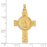 Indlæs billede til gallerivisning 14k Yellow Gold Cross Blessed Virgin Mary Miraculous Medal Pendant Charm
