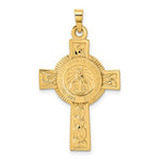 Indlæs billede til gallerivisning 14k Yellow Gold Cross Blessed Virgin Mary Miraculous Medal Pendant Charm
