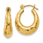 Загрузить изображение в средство просмотра галереи, 14K Yellow Gold Shrimp Hammered Hoop Earrings
