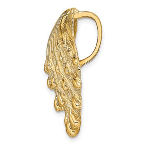 14k Yellow Gold Seashell Clam Scallop Lion's Paw Shell Chain Slide Pendant Charm