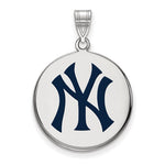 Afbeelding in Gallery-weergave laden, Sterling Silver Gold Plated Enamel New York Yankees LogoArt Licensed Major League Baseball MLB Round Disc Pendant Charm

