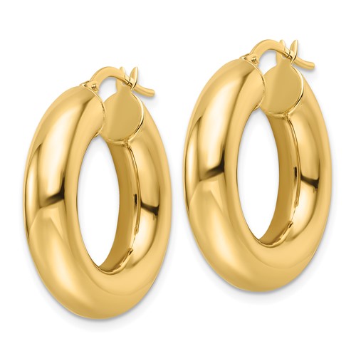 14K Yellow Gold Classic Round Hoop Earrings 26mm x 6mm