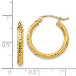 Indlæs billede til gallerivisning 14K Yellow Gold Diamond Cut Knife Edge Round Hoop Earrings 20mm x 2.5mm
