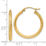 Load image into Gallery viewer, 14K Yellow Gold Diamond Cut Knife Edge Round Hoop Earrings 25mm x 2.5mm
