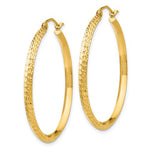 Load image into Gallery viewer, 14K Yellow Gold Diamond Cut Knife Edge Round Hoop Earrings 36mm x 2.5mm
