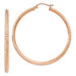 Load image into Gallery viewer, 14K Rose Gold Diamond Cut Knife Edge Round Hoop Earrings 44mm x 2.5mm
