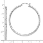 Load image into Gallery viewer, 14K White Gold Diamond Cut Knife Edge Round Hoop Earrings 44mm x 2.5mm
