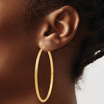 Load image into Gallery viewer, 14K Yellow Gold Diamond Cut Knife Edge Round Hoop Earrings 57mm x 2.5mm
