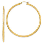 Load image into Gallery viewer, 14K Yellow Gold Diamond Cut Knife Edge Round Hoop Earrings 57mm x 2.5mm
