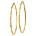 Load image into Gallery viewer, 14K Yellow Gold Diamond Cut Knife Edge Round Hoop Earrings 68mm x 2.5mm
