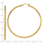 Carregar imagem no visualizador da galeria, 14K Yellow Gold Diamond Cut Knife Edge Round Hoop Earrings 68mm x 2.5mm
