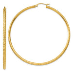 Cargar imagen en el visor de la galería, 14K Yellow Gold Diamond Cut Knife Edge Round Hoop Earrings 68mm x 2.5mm
