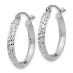 이미지를 갤러리 뷰어에 로드 , 14K White Gold Diamond Cut Knife Edge Round Hoop Earrings 20mm x 2.5mm
