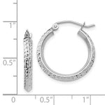 Load image into Gallery viewer, 14K White Gold Diamond Cut Knife Edge Round Hoop Earrings 20mm x 2.5mm
