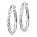 Cargar imagen en el visor de la galería, 14K White Gold Diamond Cut Knife Edge Round Hoop Earrings 25mm x 2.5mm
