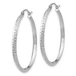 Indlæs billede til gallerivisning 14K White Gold Diamond Cut Knife Edge Round Hoop Earrings 35mm x 2.5mm
