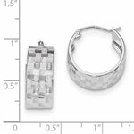 Cargar imagen en el visor de la galería, 14k White Gold Woven Weave Textured Round Hoop Earrings 18mm x 8mm
