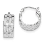 將圖片載入圖庫檢視器 14k White Gold Woven Weave Textured Round Hoop Earrings 18mm x 8mm
