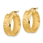 이미지를 갤러리 뷰어에 로드 , 14k Yellow Gold Textured Round Hoop Earrings 20mm x 6.75mm
