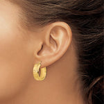 Ladda upp bild till gallerivisning, 14k Yellow Gold Textured Round Hoop Earrings 20mm x 6.75mm
