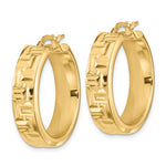 이미지를 갤러리 뷰어에 로드 , 14k Yellow Gold Textured Round Hoop Earrings 26mm x 6.75mm
