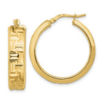 画像をギャラリービューアに読み込む, 14k Yellow Gold Textured Round Hoop Earrings 26mm x 6.75mm
