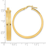 이미지를 갤러리 뷰어에 로드 , 14k Yellow Gold Modern Contemporary Textured Round Hoop Earrings 35mm x 5mm
