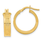 Lataa kuva Galleria-katseluun, 14k Yellow Gold Modern Contemporary Textured Round Hoop Earrings 24mm x 5mm
