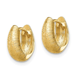 14k Yellow Gold Small Textured Hinged Hoop Huggie Earrings