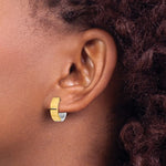 Indlæs billede til gallerivisning 14k Yellow White Gold Two Tone Classic Hinged Hoop Huggie Earrings
