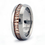 Lade das Bild in den Galerie-Viewer, Titanium Wedding Ring Band Eternity Baguette CZ Engraved Personalized
