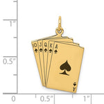 Cargar imagen en el visor de la galería, 14k Yellow Gold Enamel Playing Cards Royal Flush Pendant Charm
