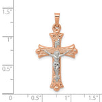 Kép betöltése a galériamegjelenítőbe: 14k Rose White Gold Two Tone Cross Crucifix Pendant Charm
