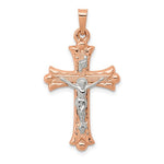Załaduj obraz do przeglądarki galerii, 14k Rose White Gold Two Tone Cross Crucifix Pendant Charm
