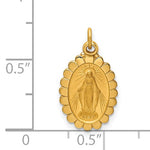 Załaduj obraz do przeglądarki galerii, 14k Yellow Gold Blessed Virgin Mary Miraculous Medal Oval Scalloped Edge Small Pendant Charm
