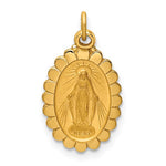 画像をギャラリービューアに読み込む, 14k Yellow Gold Blessed Virgin Mary Miraculous Medal Oval Scalloped Edge Small Pendant Charm
