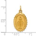 將圖片載入圖庫檢視器 14k Yellow Gold Blessed Virgin Mary Miraculous Medal Oval Scalloped Edge Pendant Charm
