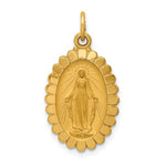 Carica l&#39;immagine nel visualizzatore di Gallery, 14k Yellow Gold Blessed Virgin Mary Miraculous Medal Oval Scalloped Edge Pendant Charm
