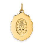 將圖片載入圖庫檢視器 14k Yellow Gold Blessed Virgin Mary Miraculous Medal Oval Scalloped Edge Pendant Charm
