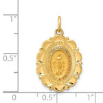 Charger l&#39;image dans la galerie, 14k Yellow Gold Blessed Virgin Mary Miraculous Medal Oval Scalloped Edge Pendant Charm
