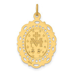Cargar imagen en el visor de la galería, 14k Yellow Gold Blessed Virgin Mary Miraculous Medal Oval Intricate Border Pendant Charm
