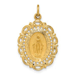 画像をギャラリービューアに読み込む, 14k Yellow Gold Blessed Virgin Mary Miraculous Medal Oval Intricate Border Pendant Charm
