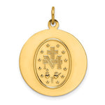 Indlæs billede til gallerivisning 14k Yellow Gold Blessed Virgin Mary Miraculous Medal Round Pendant Charm
