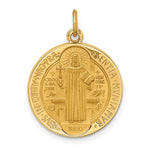 Indlæs billede til gallerivisning 14K Yellow Gold Saint Benedict Round Medallion Pendant Charm
