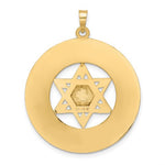 Lade das Bild in den Galerie-Viewer, 14K Yellow White Gold Two Tone Star of David Torah Circle Round Pendant Charm
