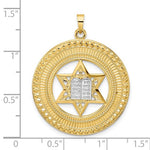 이미지를 갤러리 뷰어에 로드 , 14K Yellow White Gold Two Tone Star of David Torah Circle Round Pendant Charm
