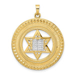 Lade das Bild in den Galerie-Viewer, 14K Yellow White Gold Two Tone Star of David Torah Circle Round Pendant Charm
