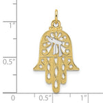 Φόρτωση εικόνας στο εργαλείο προβολής Συλλογής, 14K Yellow White Gold Two Tone Hamsa Chamseh Hand of God Chai Symbol Pendant Charm
