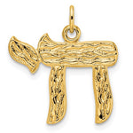 Indlæs billede til gallerivisning 14K Yellow Gold Chai Symbol Textured Pendant Charm

